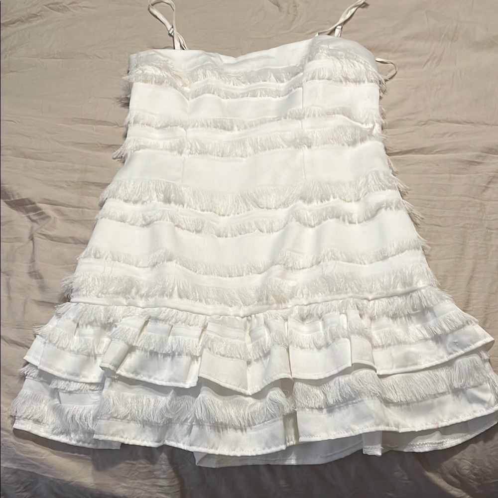Princess Polly White Fringe Mini Dress